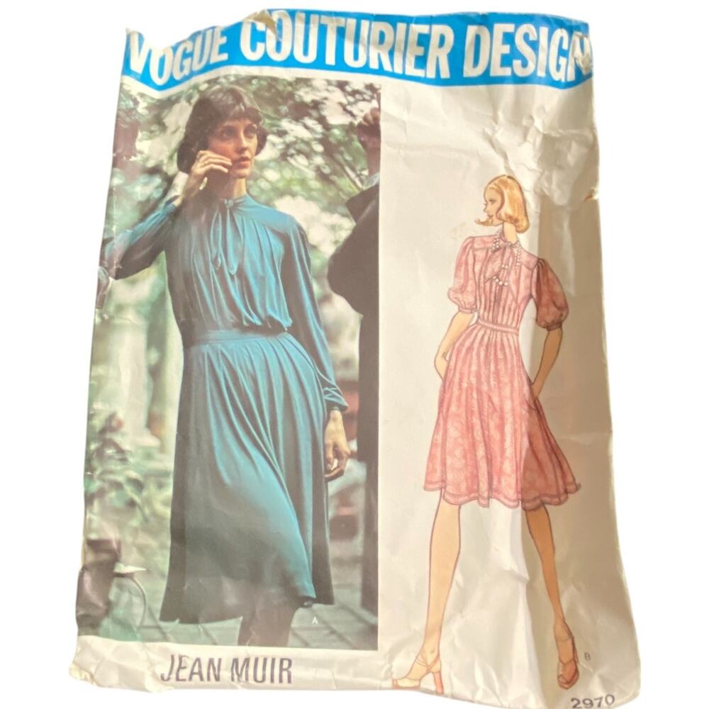 Vtg Vogue Couturier Design 2970 Jean Muir Dress Pattern Miss 14 Long Tie
